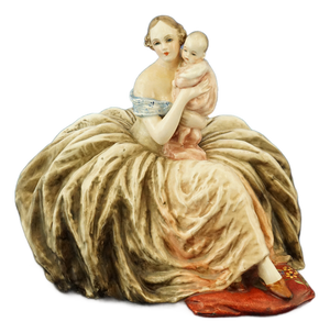 Large 20th Century Ceramic Sculpture of Lady with Child by Guido Cacciapuoti, Italy