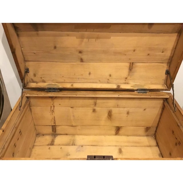 Late 19th Century Antique Pine Wood Dome Top Trunk For Sale - Image 4 of 6