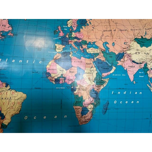 1950s World Map Vintage School Pull-Down by Nystrom 1950s For Sale - Image 5 of 11