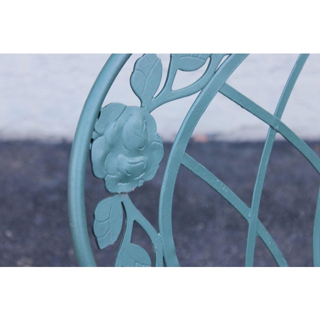 Wrought Iron Outdoor Garden Bench With Rose Motif For Sale - Image 12 of 18