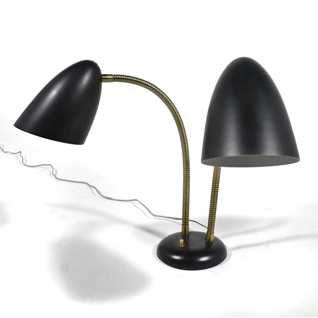 Mid 20th Century Mid Cenruty Modern Kurt Versen Two-headed Goose-neck Table Lamp For Sale In Chicago - Image 6 of 7