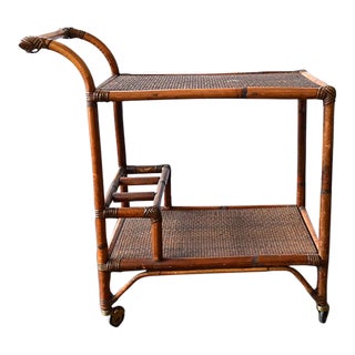 Mid 20th Century Bamboo Bar Cart For Sale