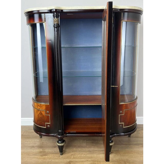 Vintage French Empire Style Display Cabinet with Marble Top For Sale - Image 4 of 18