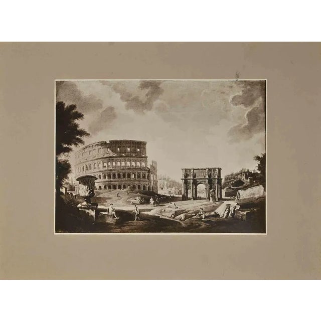 View of the Colosseum and Arch of Constantineis an original Vintage b/w photograph after a painting of the late 19th...