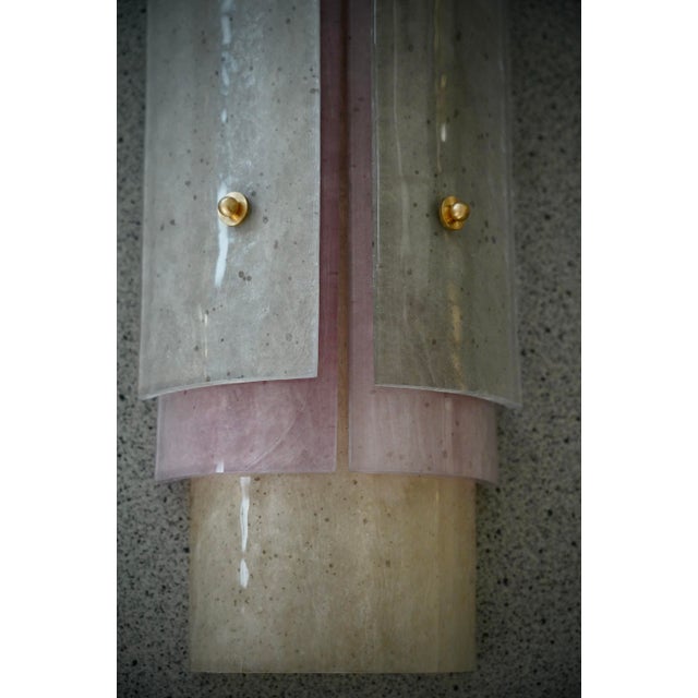 2000 - 2009 Pink Murano Art Glass and Brass Wall Light, 2000s For Sale - Image 5 of 10