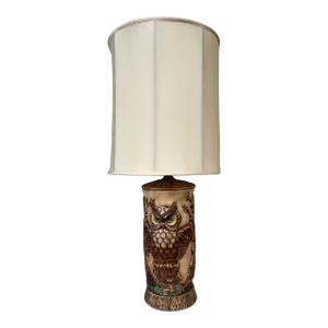1960s Ceramic Owl Lamp With Shade
