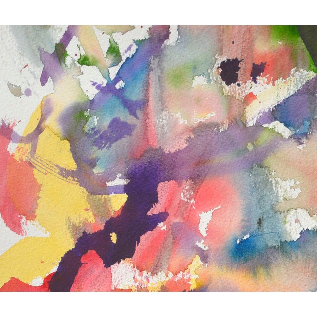 Abstract Expressionism Pink & Purple Abstract Watercolor on Paper, Signed, 1980s, Unframed by Les Anderson For Sale - Image 3 of 5