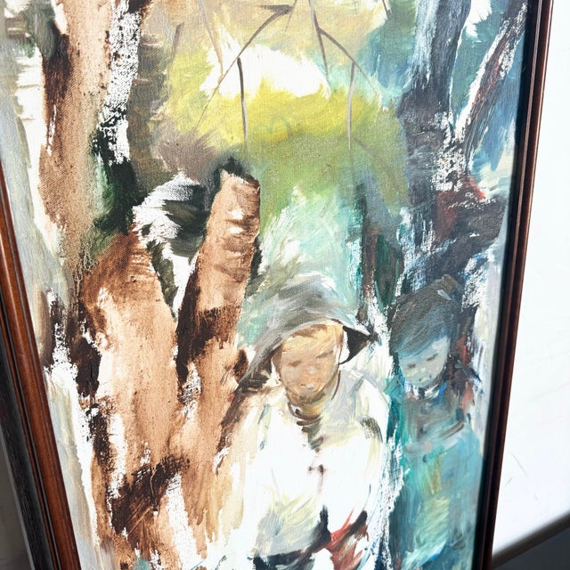 Mid 20th Century Vintage Asian Framed Watercolor Painting of Man in Nature For Sale - Image 5 of 9