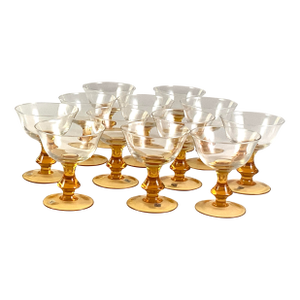 i.v.v.- Of Italy Handmade-Amber Stemmed Champagne Coupes -Set of 12