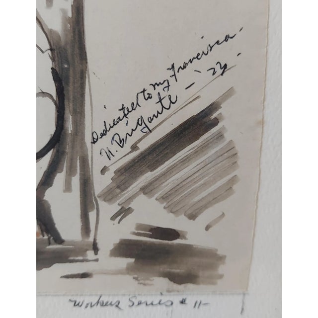 Gray 1920s Nicholas Brigante Worker Series Drawings on Paper, Framed - Set of 4 For Sale - Image 8 of 12