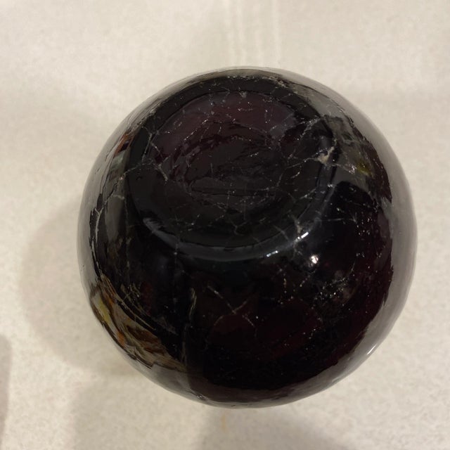 Glass Mid Century Modern Amethyst Crackle Glass Hyacinth Vase For Sale - Image 7 of 8