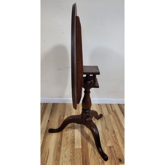 Late 19th Century Antique English 19th C Mahogany Queen Anne Round Birdcage Tilt & Turn Top Table For Sale - Image 5 of 18