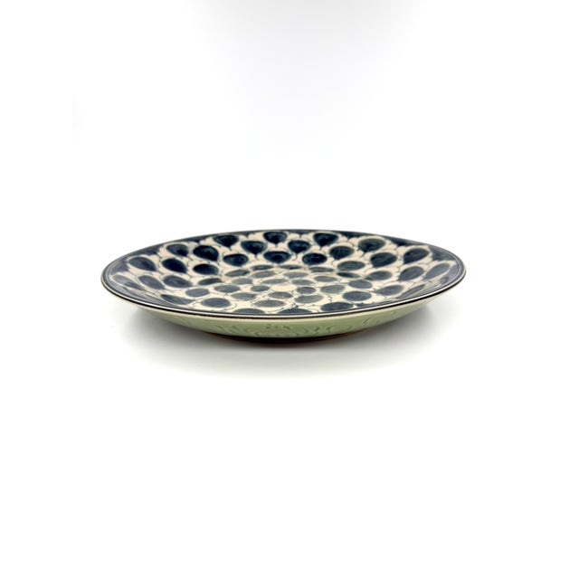 Vintage Bat Trang Vietnamese Ceramic Dinner Plates With Mixed Leaf Motifs - Set of 6 For Sale - Image 10 of 14