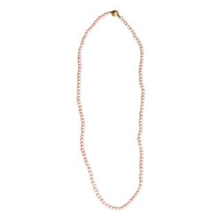 Antique 30" Angel Skin Necklace Coral With Gold Tone Clasp For Sale