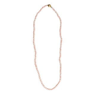 Antique Angel Skin Necklace Coral With Gold Tone Clasp, 30" For Sale