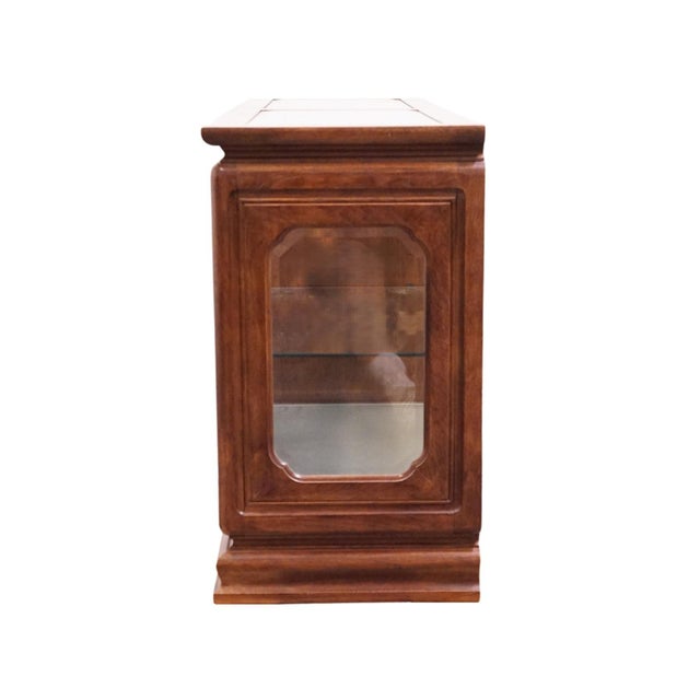 Brown Thomasville Furniture Mystique Collection Asian Chinoiserie 57" Lighted Curio Display Cabinet Buffet 15531-730 For Sale - Image 8 of 12