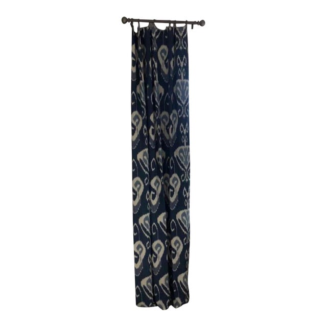 Blue Ikat Curtain Panels A Pair Chairish