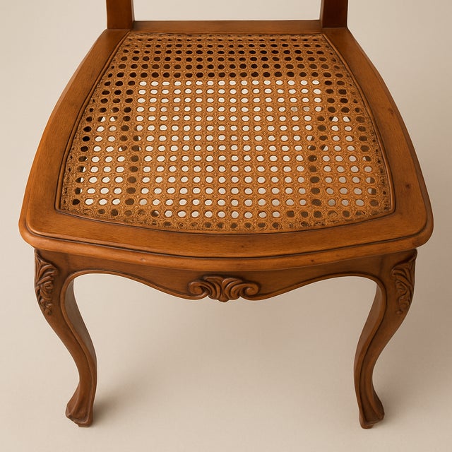 Early 20th Century Antique Italian Carved Walnut Caned Side Chairs – Set of 2 – Hand-Carved Rococo/Baroque Revival – Made in Italy For Sale - Image 5 of 8