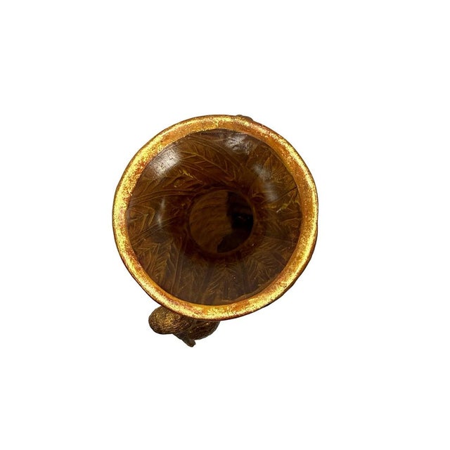 Amber & Gold Resin Parrot Vase With Feathered Textured Body For Sale In Baton Rouge - Image 6 of 10