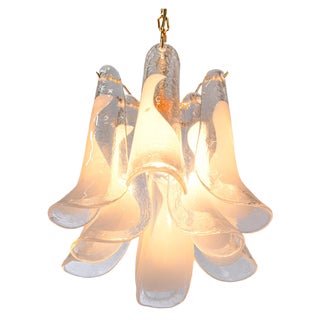 Vintage Murano Glass Petals Gold Plated Chandelier from Novaresi For Sale