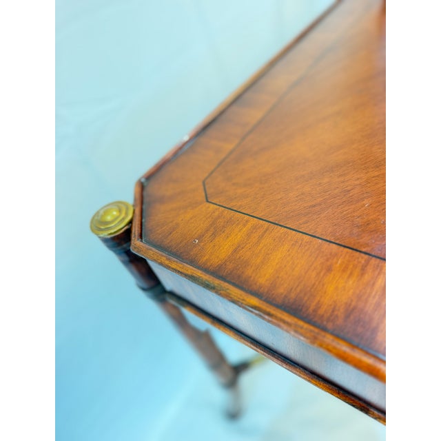 Vintage Maitland-Smith Style Coffee Table With Leather-Wrapped Legs and Brass Accents For Sale - Image 11 of 15