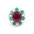 Modern Natural Ruby, Emerald & Diamond Ring in 18k Gold, India, 6.06ct Ruby For Sale - Image 3 of 8