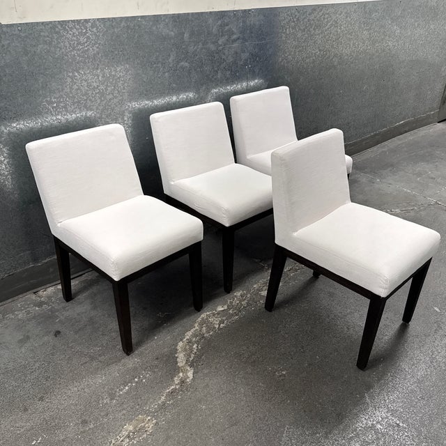 Modern Restoration Hardware Morgan Fabric Dining Chairs, Set of Four For Sale - Image 3 of 12