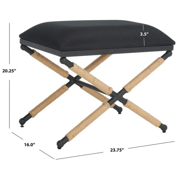 Black Carmelo Hemp Wrapped Ottoman - Black/Black For Sale - Image 8 of 9