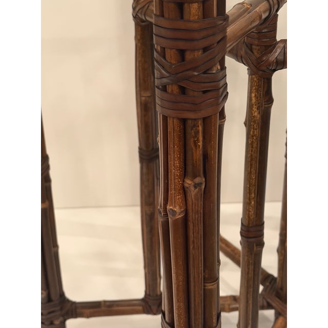Brown McGuire Organic Modern Bamboo Leather Wrapped Dining Table Base For Sale - Image 8 of 9
