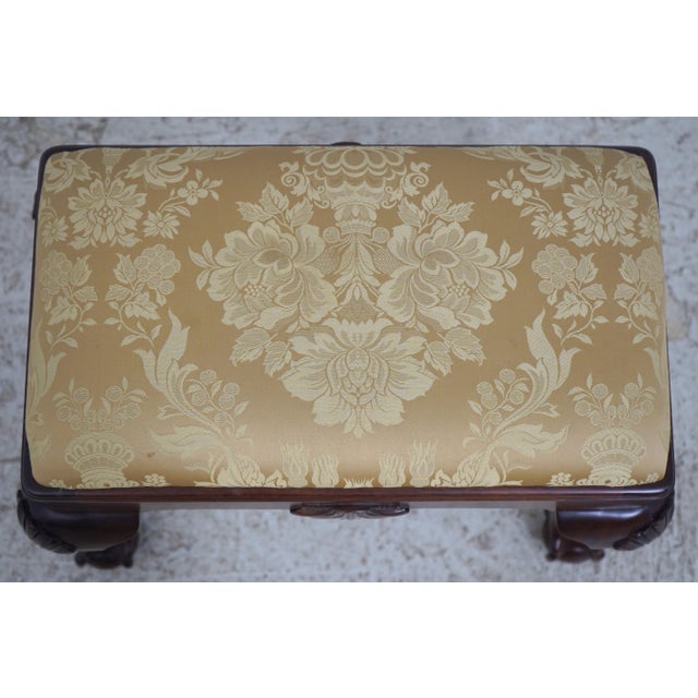 Chippendale Kittinger Chippendale Claw Foot Mahogany Ottoman For Sale - Image 3 of 13