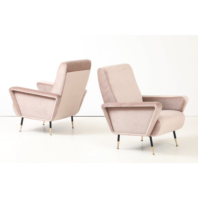 1960's Marco Zanuso Style Italian Lounge Chairs in Mohair Fabric For Sale - Image 10 of 11