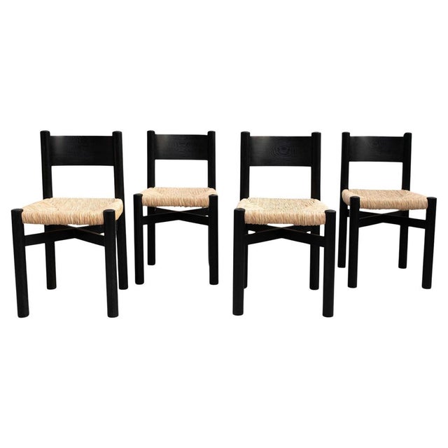 Vintage Wood and Rattan Chairs by Charlotte Perriand, 1980, Set of 4 For Sale - Image 18 of 18