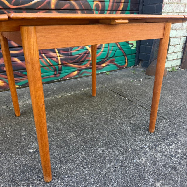 Orange Square Teak Dining Table With 2 Leaves For Sale - Image 8 of 12