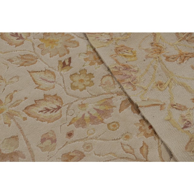 Cream Rug & Kilim’s Tudor Style Rug in Cream With Beige-Brown Floral Patterns For Sale - Image 8 of 8