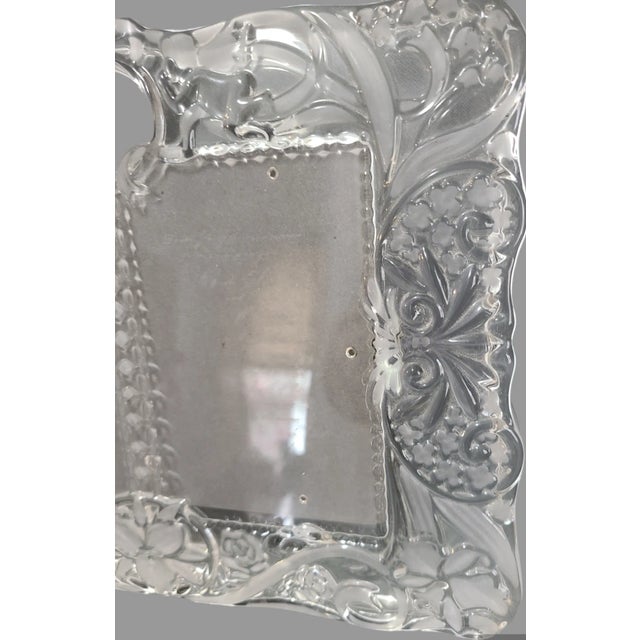 Traditional Late 20th Century Mikasa Cherished Memories Double Ornate Floral Easel Back Crystal Frame For Sale - Image 3 of 6