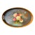 Vintage Oval Wood Floral Tole Painted Tray For Sale