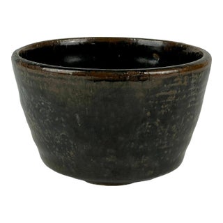 1990s Signed Small Studio Ceramic Footed Glazed Bowl For Sale
