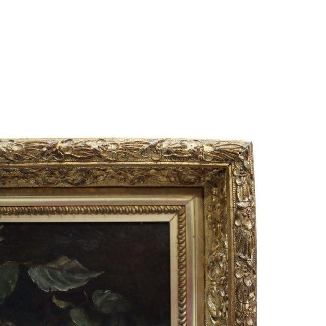 Rose Oil on Canvas Floral Still Life Painting of Roses in Original Gilt Frame C1890 For Sale - Image 8 of 10