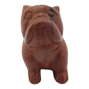 Carved Polished Red Jasper Miniature Bull Dog Figurine