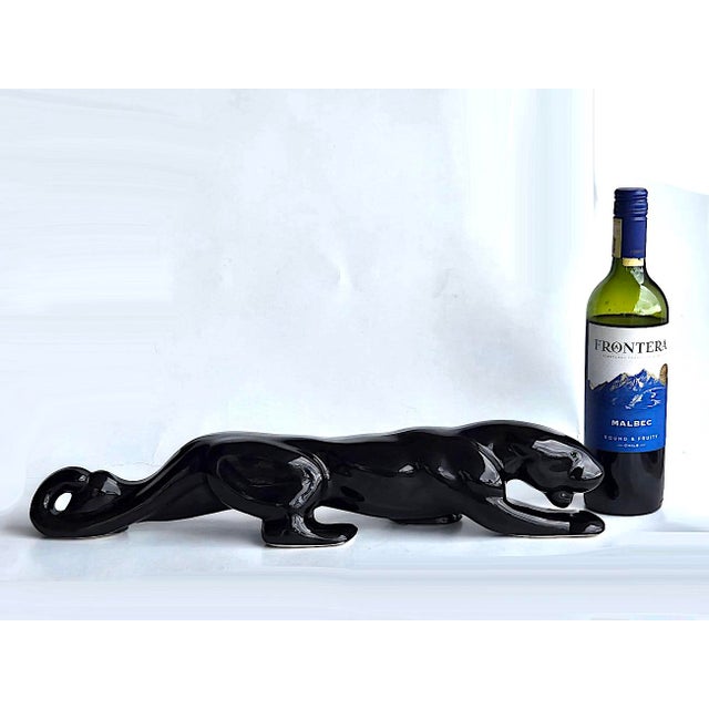 Vintage Royal Haeger Crouching Black Panther Ceramic Figurine For Sale - Image 12 of 14