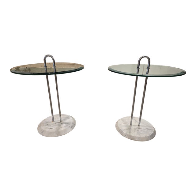 1970s Pair of Vico Magistretti Marble Side Tables by Cattelan Italia For Sale