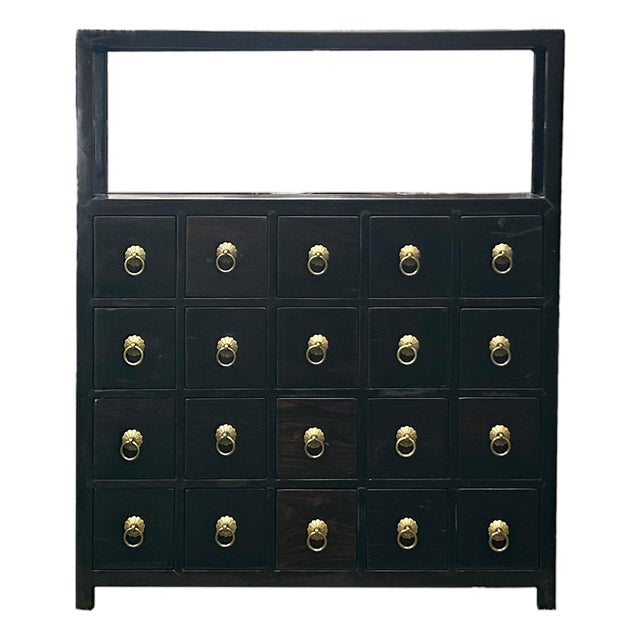Table Top Chest Open Display Shelf 20 Drawers Traditional Apothecary Cabinet For Sale