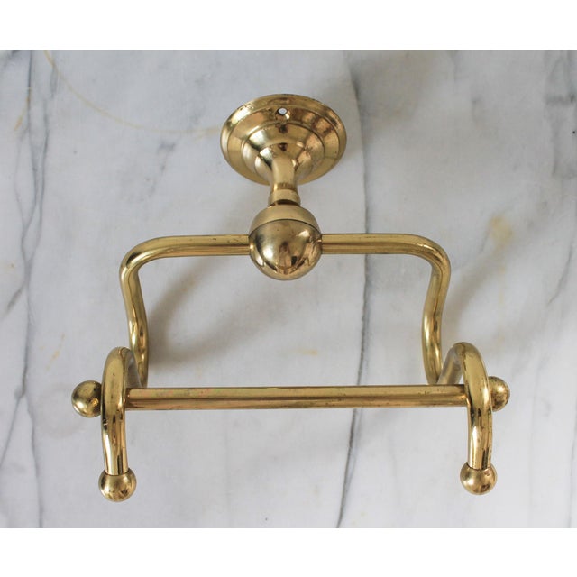 Hollywood Regency Vintage Brass Toilet Paper Holder For Sale - Image 3 of 8