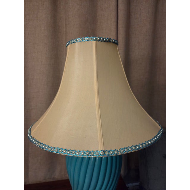 Postmodern Vintage 1980s Postmodern Twisted Plaster Floor Lamp - Michael Taylor Style - Turquoise For Sale - Image 3 of 9