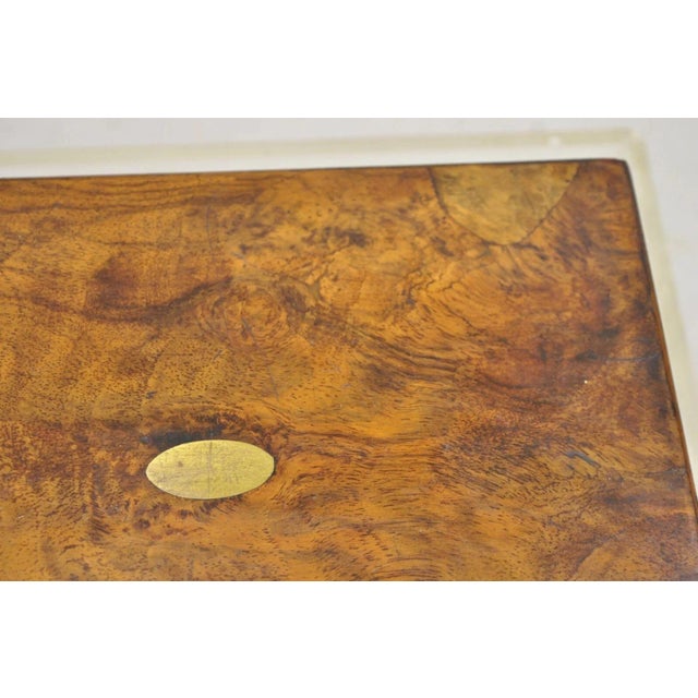 Wood Antique English Victorian Burl Walnut Small Lap Desk Box With Fitted Interior For Sale - Image 7 of 12