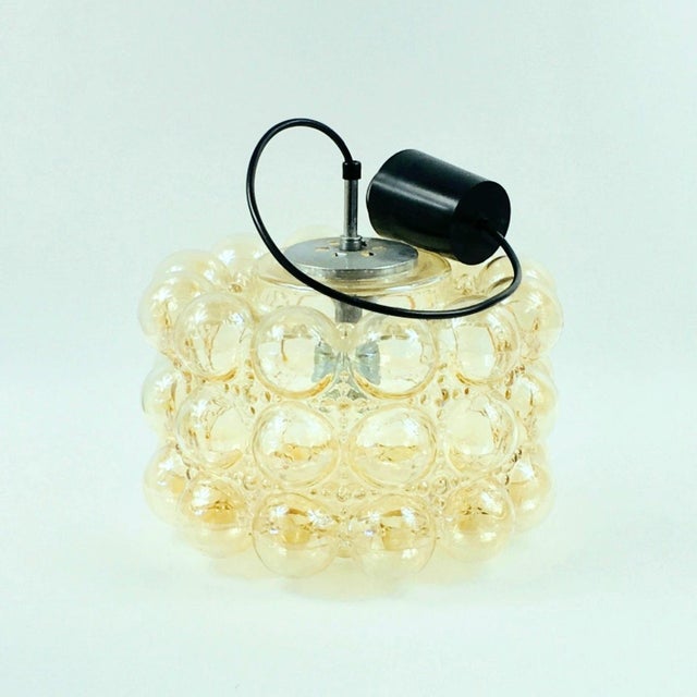 1970s Mid-Century Modern Amber Bubble Glass Pendant Light by Helena Tynell for Limburg, Germany, 1960s For Sale - Image 5 of 9