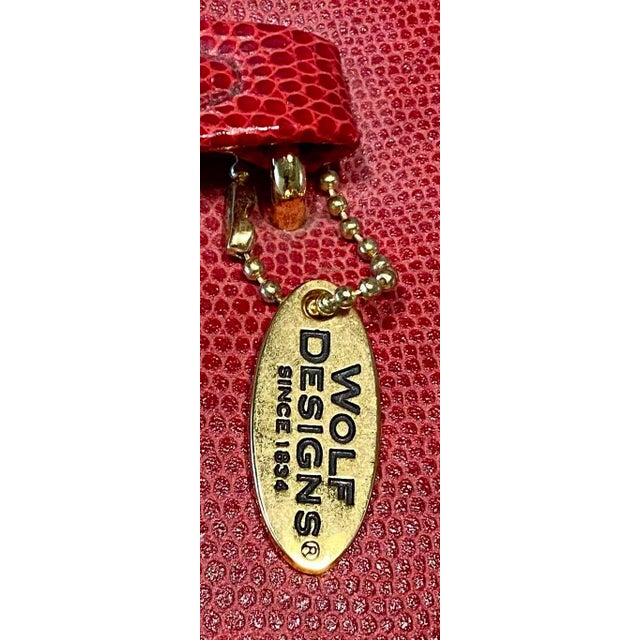 Vintage Wolf Leather Jewelry Box, Pebbled Red, Brand New - Never Used, Lock & Key, Mirror For Sale - Image 11 of 13