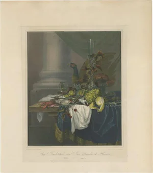 Still-Life with Fruit and Seafood and Turkey Pie, 1836, Paper