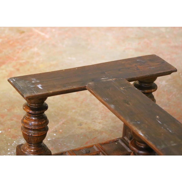 19th Century French Louis XIII Walnut Coffee Table With Marble Inlay Top For Sale - Image 14 of 14