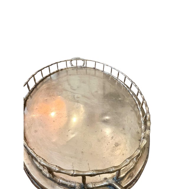 Vintage Hollywood Regency Faux Bamboo Brass Tray Table For Sale - Image 17 of 18